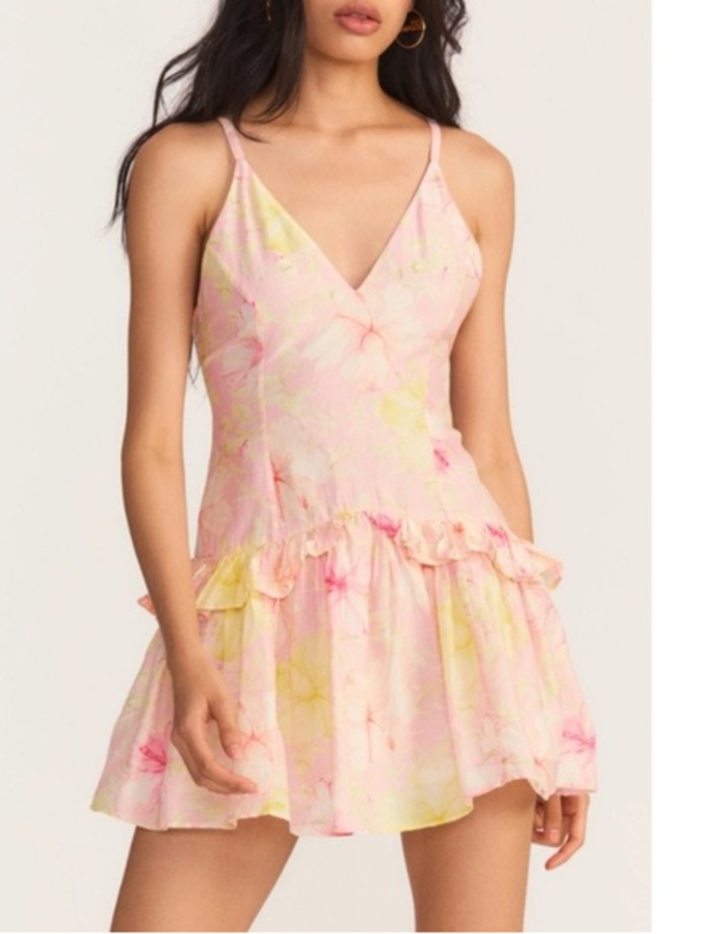 LoveShackFancy Fabienne dress Pink & Yellow Floral Mini Dress size 8